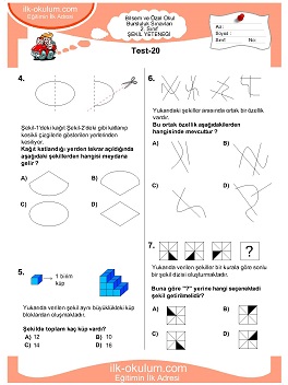 ilkokul 1. Sınıf Bilsem Zeka Testi 